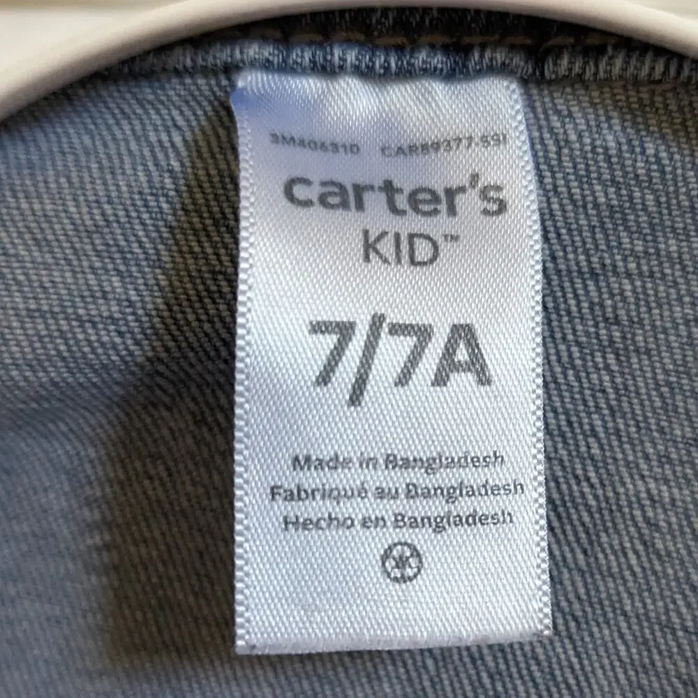 Upcycled Carter's Size 7 Child's Jean Jacket Jacket Dog Theme